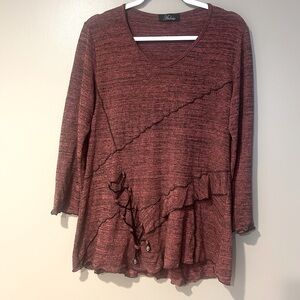 gothic boho Burgundy tunic top piratecore layered ruffle
grunge slouchy blouse